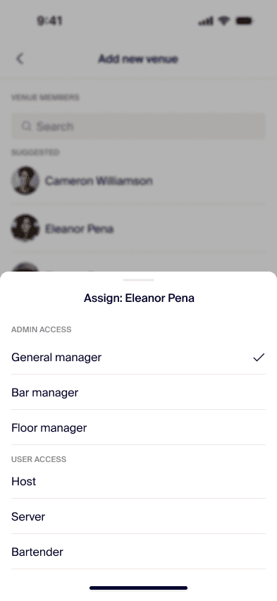 Corner Table: Assign a role