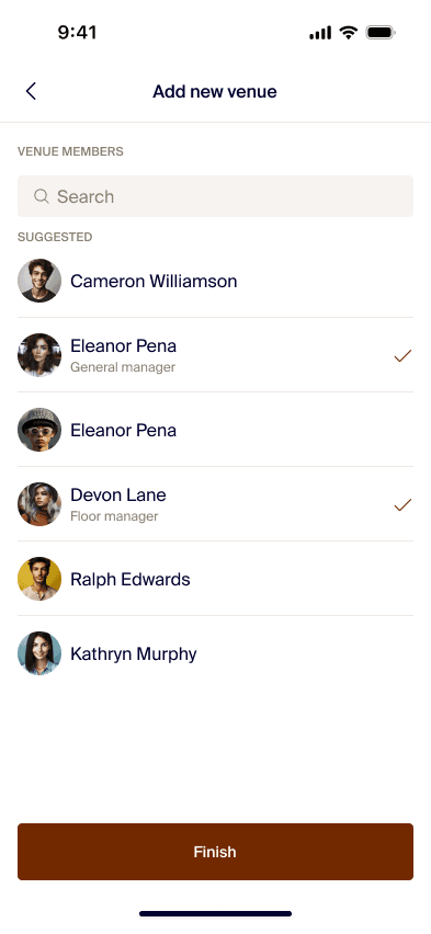Corner Table: Team with roles