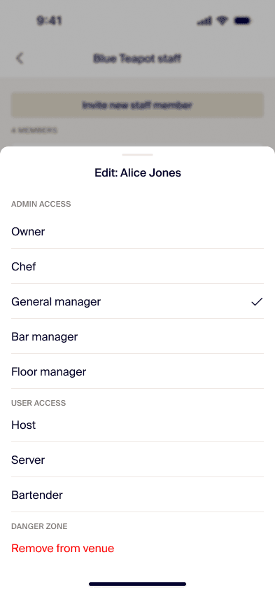 Corner Table: Edit role