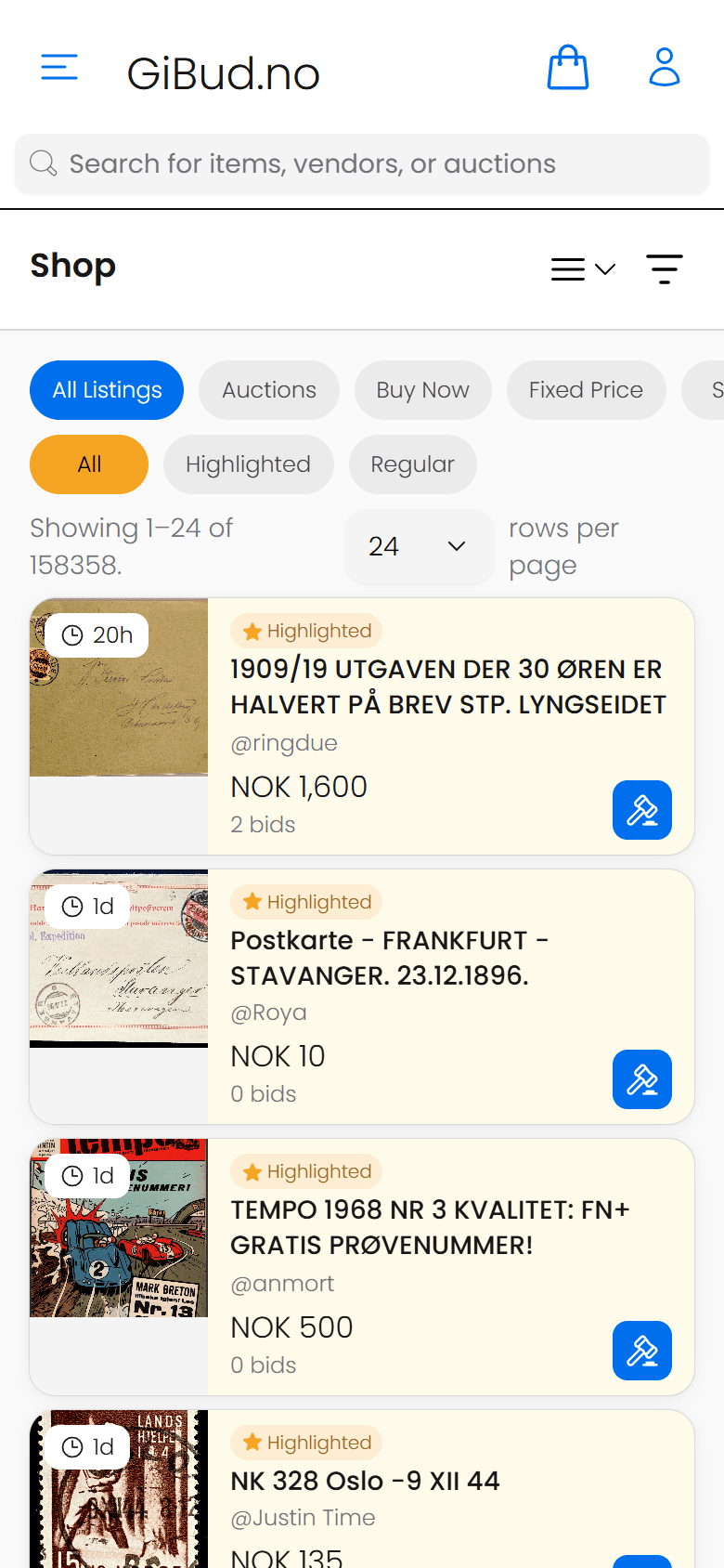 GiBud: Browse listings