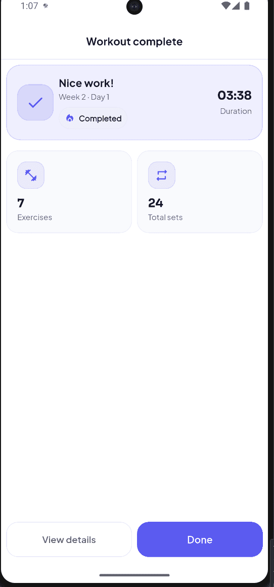 FitMind AI: Workout complete