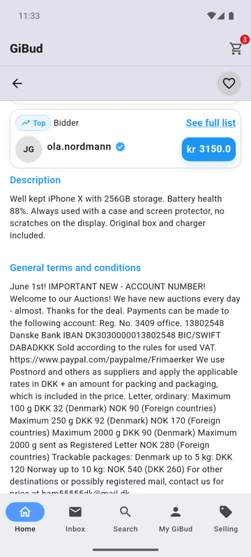 GiBud: Top bidder & description