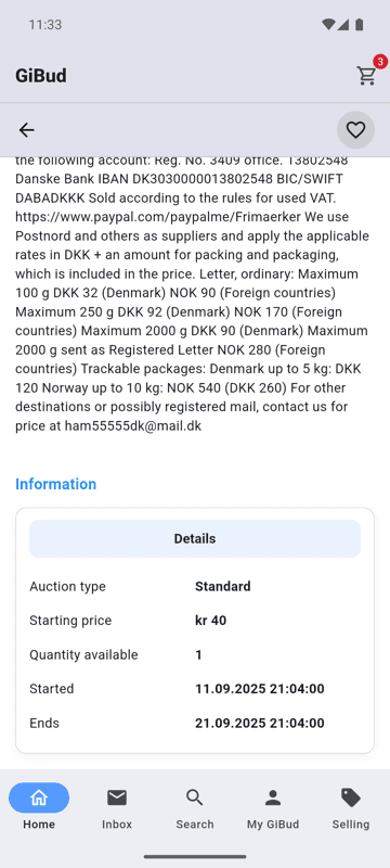 GiBud: Auction details