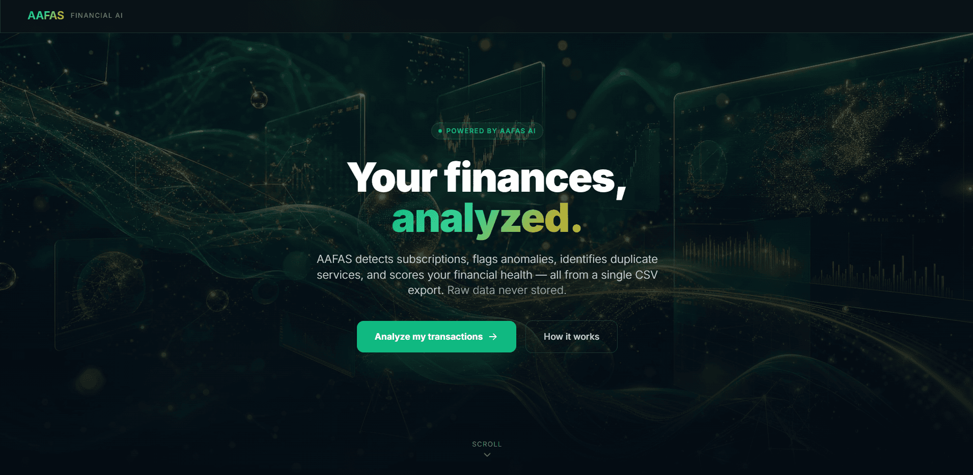 AAFAS: AI Financial Adviser: Landing page