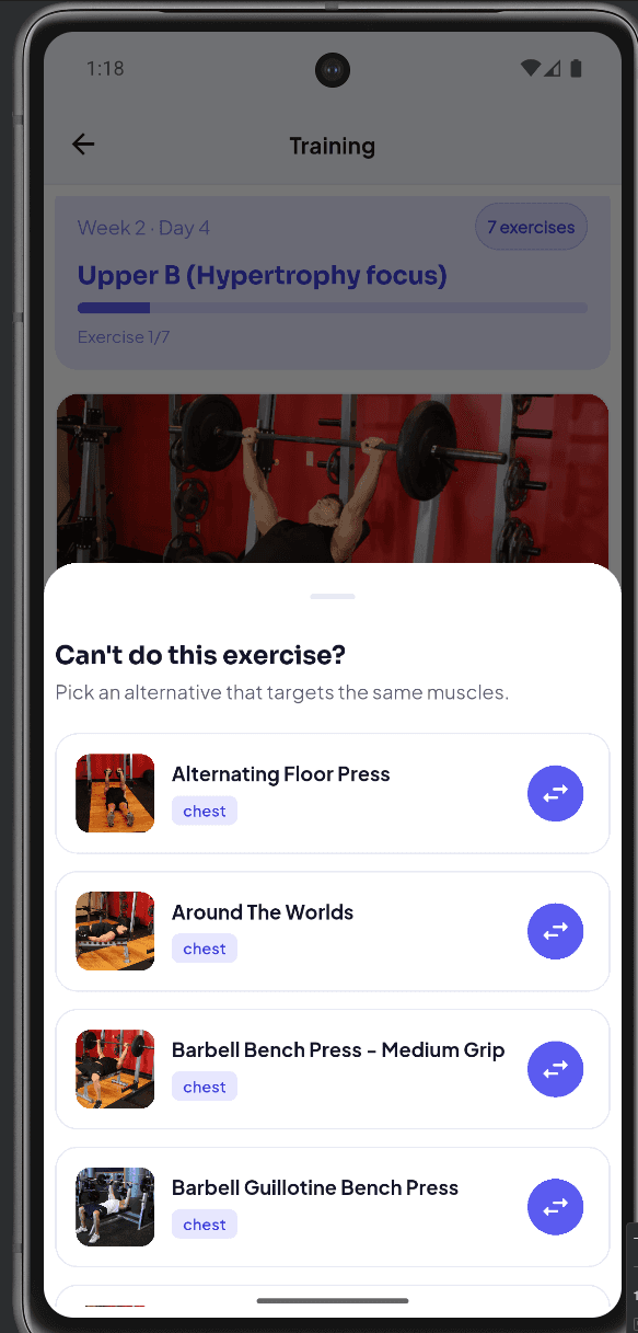 FitMind AI: Swap an exercise