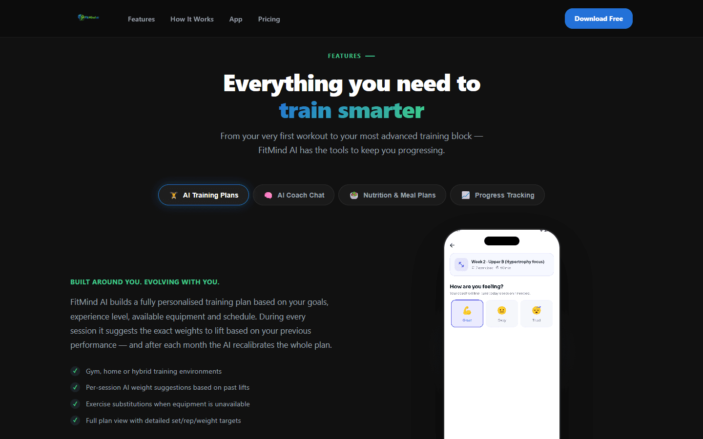 FitMind AI: Website: features